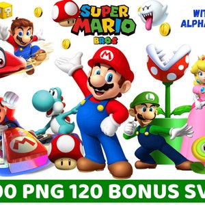 Super Mario Png, Pacchetto Super Mario Svg, Sfondi trasparenti di Super Mario Bros, Mario, Luigi, Invito di compleanno di Super Mario, Mario Png
