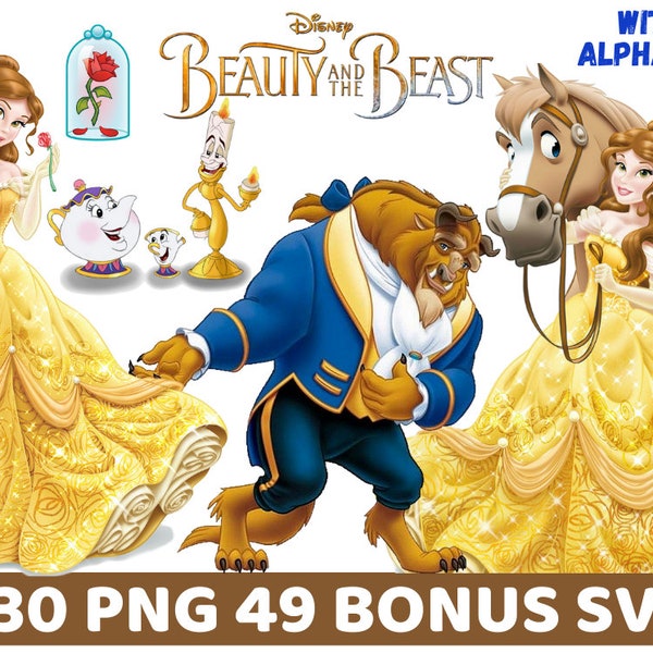 Beauty And Beast Clipart Png, Beauty And Beast Svg Bundle, Beauty Transparent Background, Beauty Birthday Invitation, Beauty Beast Stickers