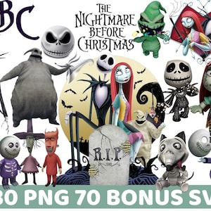 Nightmare Before Christmas Clipart Png & Svg, Nightmare Png Bundle, Nightmare Png Characters, Nightmare Before Christmas Alphabet Png