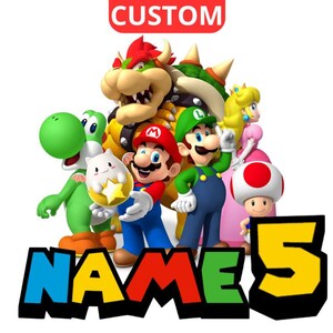 Gepersonaliseerde Super Mario Custom PNG-logo, Super Mario-verjaardag, Mario gepersonaliseerd logo, Mario Luigi aangepaste naam, Mario-sublimatielogo