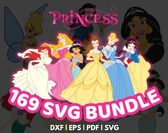 Princess Svg, Princess Bundle Svg, Princess Clipart, Svg Files For Cricut, Svg Png Digital Files, instant Download, Princess Svg Bundle