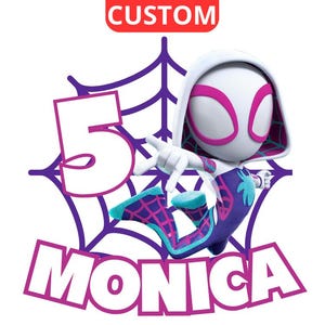 Spider-Gwen PNG, Clipart compleanno personalizzato, Spidey e i suoi fantastici amici Design, File di sublimazione fai da te, Decorazioni per feste personalizzate