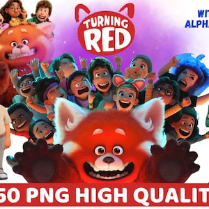Turning Red Clipart PNG, Alphabet Font, Red Panda Shirt, Turning Red Digital Papers, Turning Red Cake Topper, Birthday Party Printables