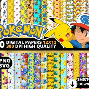 Pokemon Digital Papers, Pokemon Wallpers, Sfondi Pokemon, Pokemon stampabile Pokemon Seamless Pattern, Pokemon Png Svg