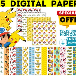 Pokemon Digital Papers 300 dpi, Pokemon Wallpers, Sfondi Pokemon, Pokemon stampabile Pokemon Seamless Pattern, Pokemon Scrapbooking