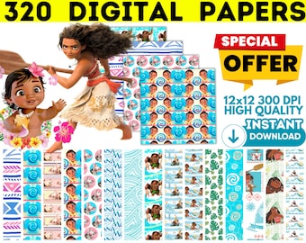 Moana Digital Papers 300 dpi, Moana Wallpers, Moana Backgrounds, Moana Scrapbooking Moana Seamless Pattern, Moana Party Printables