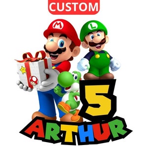 Logo PNG personnalisé Super Mario personnalisé, anniversaire Super Mario, logo personnalisé Mario, nom personnalisé Mario Luigi, logo de sublimation Mario