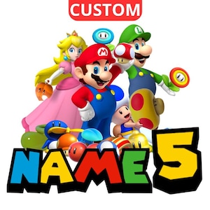 Personalisiertes Super Mario Custom PNG Logo, Super Mario Geburtstag, Mario personalisiertes Logo, Mario Luigi benutzerdefinierter Name, Mario Sublimation Logo