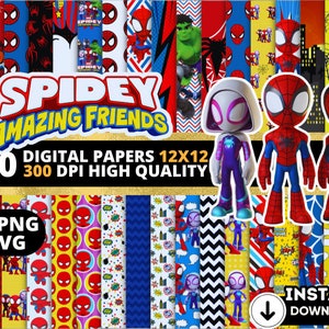 Papiers numériques Spidey, Spidey Wallpers, arrière-plans Spidey, Spidey Clipart Png Svg Bundle, modèle sans couture Spidey