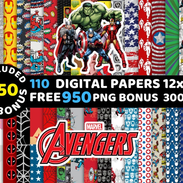 Papiers numériques Avengers, Avengers Wallpers, arrière-plans Avengers, Avengers Clipart Png Svg Bundle, modèle sans couture Avengers, Avengers