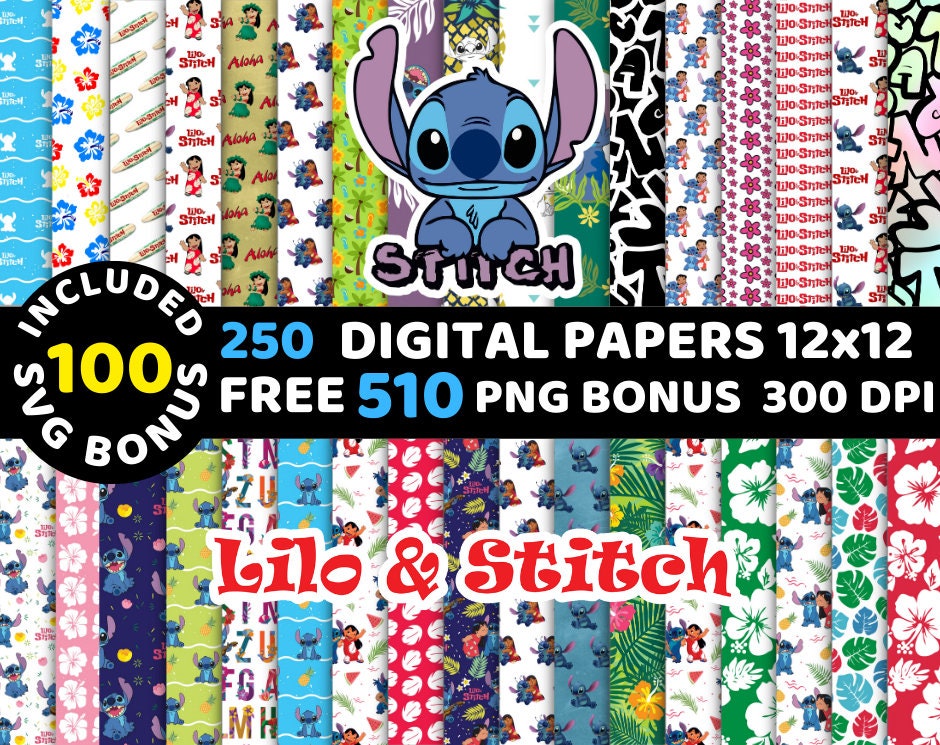 Lilo & Stitch Seamless , Digital Paper Pack, Scrapbook Paper