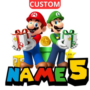 Gepersonaliseerde Super Mario Custom PNG-logo, Super Mario-verjaardag, Mario gepersonaliseerd logo, Mario Luigi aangepaste naam, Mario-sublimatielogo