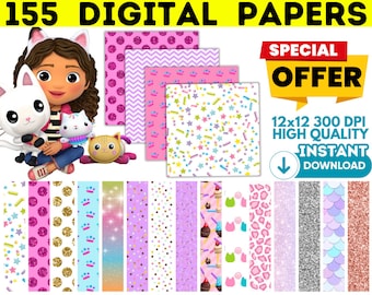 Gabbys Dollhouse Digital Papers 300 dpi, Gabbys Dollhouse Wallpers, Backgrounds, Gabbys Printable, Gabbys Dollhouse Seamless Pattern