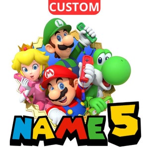Personalisiertes Super Mario Custom PNG Logo, Super Mario Geburtstag, Mario personalisiertes Logo, Mario Luigi benutzerdefinierter Name, Mario Sublimation Logo