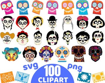 Coco Png Svg Icons, Disney Coco Clipart Bundle, Coco Characters PNG SVG, Sublimation File, DIY Coco Digital Art, Pixar Coco Party Decor