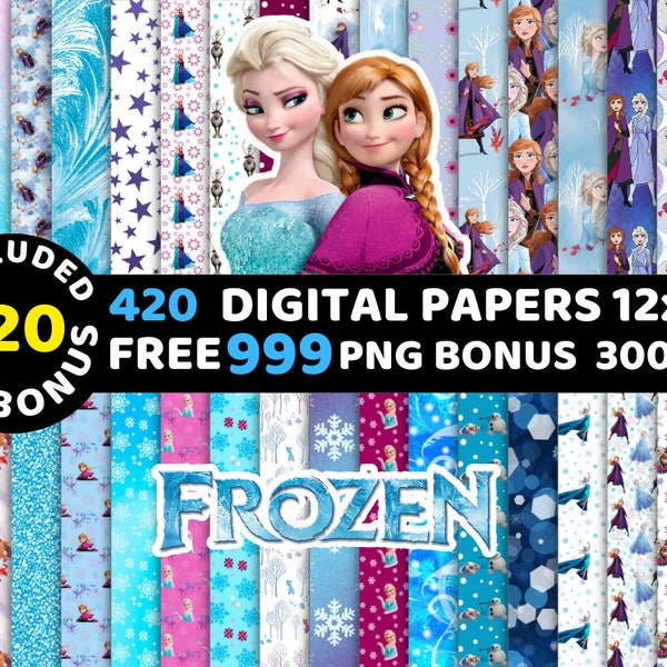 Frozen Digital Papers, Frozen Wallpers, Frozen Backgrounds, Frozen Clipart Png Svg Bundle, Frozen Seamless Pattern, Frozen Bundle