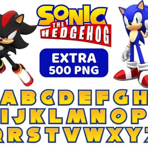 Pacchetto PNG di caratteri sonici, clipart di lettere dell'alfabeto sonico, file di sublimazione, arte digitale sonica fai da te, decorazioni per feste soniche, design dei caratteri di gioco