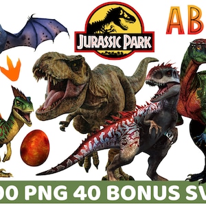 Jurassic World Clipart Png, Jurassic World Svg Bundle, Jurassic Park Png, Invito ai dinosauri, Jurassic Sfondi trasparenti Svg Bundle