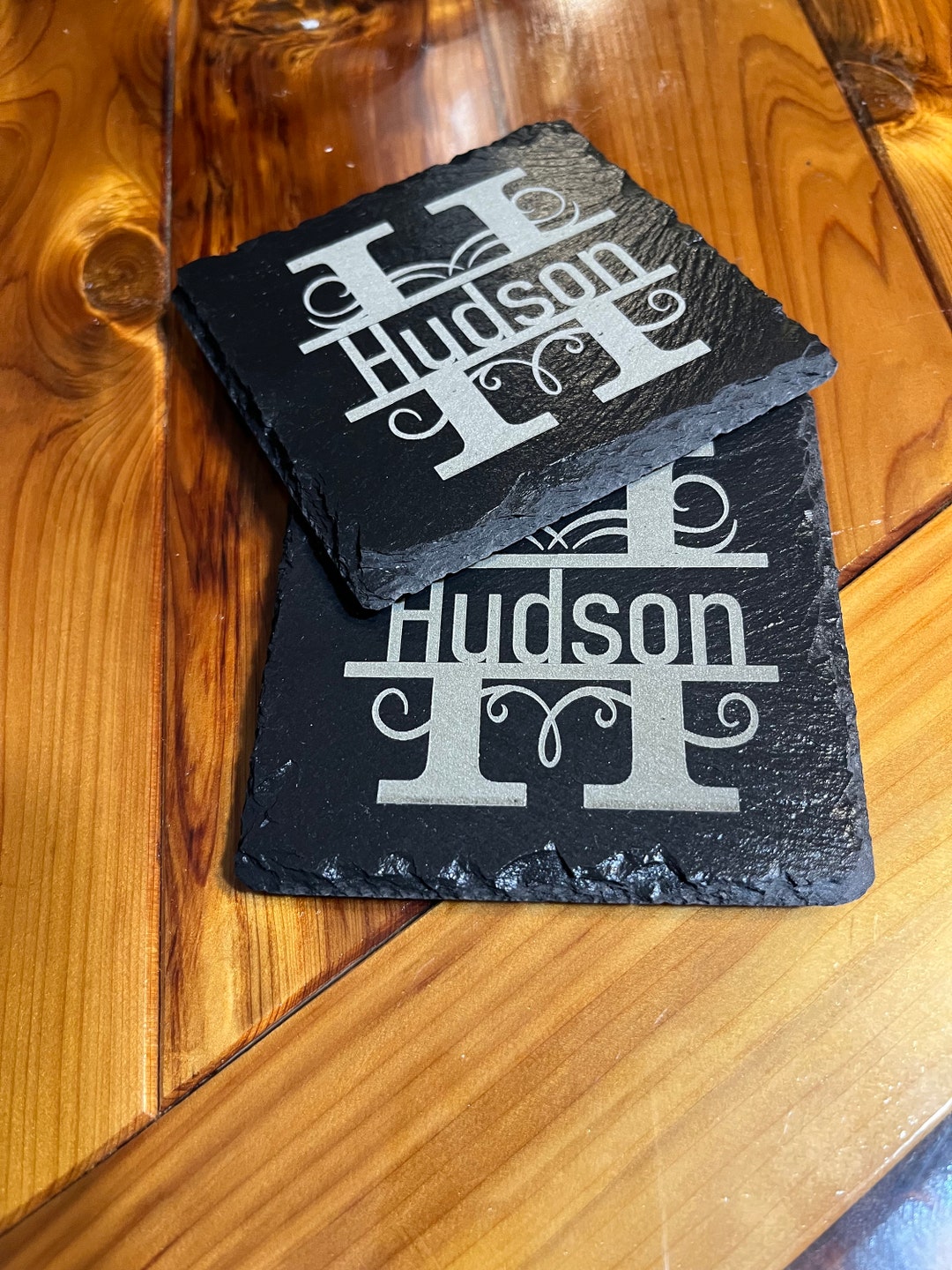 Personalized Laser Engraved Slate Coasters Set of 4 - Etsy
