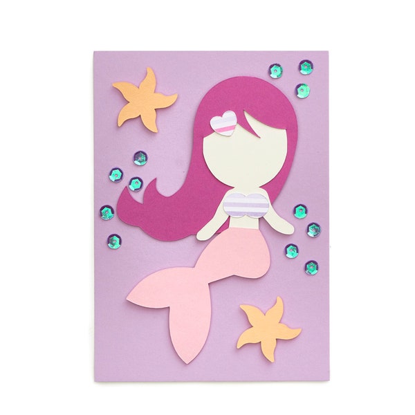 Bastelset Einladungskarte Meerjungfrau | Meerjungfrau Geburtstag | Meerjungfrau Einladungskarte |  Meerjungfrau Party | Meerjungfrau Deko