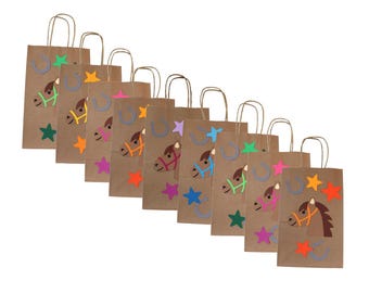Geschenktüte Pferde | 9er Bastelset | Bunte Geschenktüten | Mitgebseltüten | Pferde Kindergeburtstag | Geschenktüten Kindergeburtstag