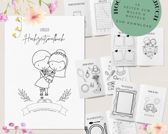 Children's Wedding Coloring Book - 16 Pages of Games & Coloring Pages | Activities for Children | Wedding Coloring Book to Print | Instant Download