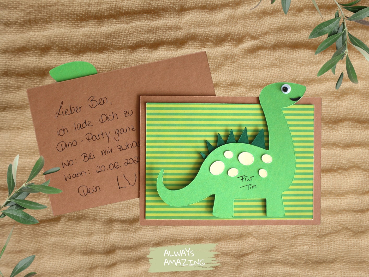 Bastelset Dino Einladungskarten Basteln Dino Kindergeburtstag Dino ...