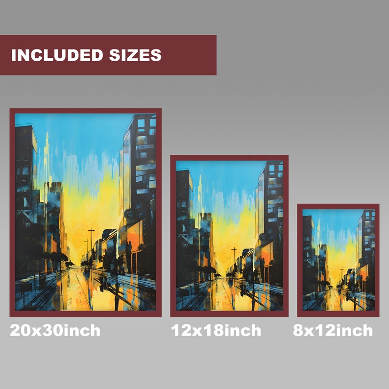 Cityscape Sunrise Graffiti Art Urban Dawn Theme Wall Art Warm Etsy