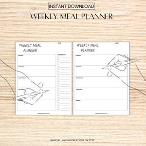 Weekly Meal Planner | Organize Your Meals | Meal Prep & Grocery List | Printable Planner | Easy Meal Tracker | Kitchen Organization Tool