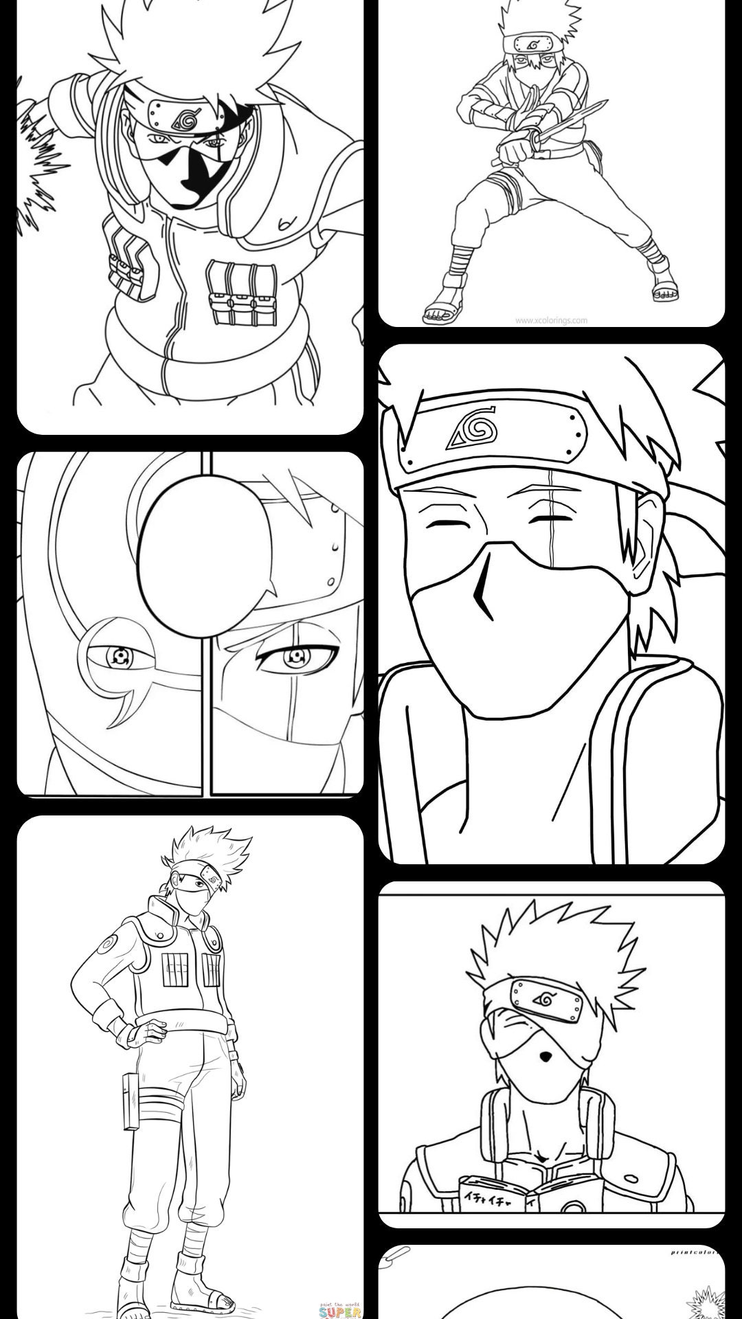 Image result for Naruto Kakashi coloring page  Naruto drawings, Anime  lineart, Naruto drawings easy