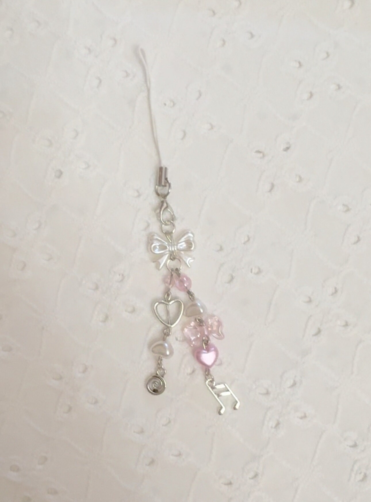 różowy kokardka telefon charms