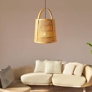 High Quality-Jute Pendant Light for Living Room entry way lamp Farmhouse Chandelier Lattice Bamboo Lamp, Jute Light shade Lampshade lamp
