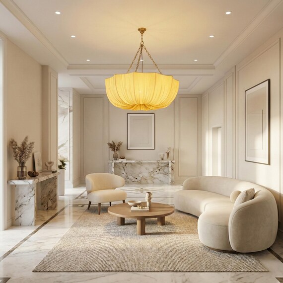 Handmade Cotton Umbrella Pendant Lamp, Elegant Home Lighting