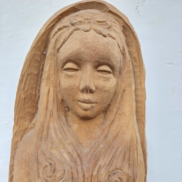 Madonna mit Kind Heiligenfigur Holz Handgeschnitzt