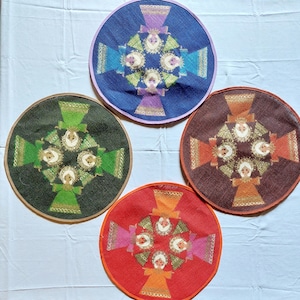 Vintage 4 decorative doilies placemats Christmas angel linen round D: 32 cm - Södahl Inka