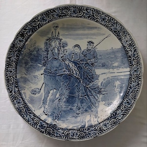 alter Delft Boch Belgium - Wandteller Schlittenfahrt - Wall Plate - Sleigh Ride
