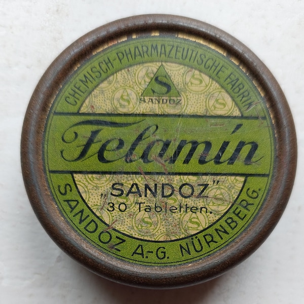 Felamin Sandoz  A.-G. Nürnberg - Pillendose Blechdose - Vintage