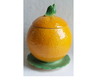 Pot à confiture orange en porcelaine Goebel, boîte à couvercle