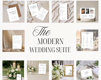 Modern Minimalist Wedding Invitation Suite: Editable Canva Templates