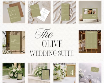 Modern Minimalist Wedding Invitation Suite: Editable Canva Templates