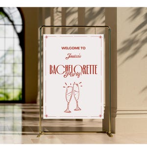 Modèle de plaque de bienvenue Hens Party, enterrement de vie de jeune fille élégant et moderne, modèle de bienvenue modifiable, modèle de téléchargement immédiat