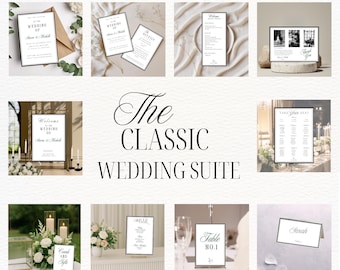 Modern Minimalist Wedding Invitation Suite: Editable Canva Templates
