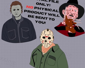 Halloween Killers BUNDLE PNG| Digital Download File | Halloween | Freddy Krueger | Michael Myers | Jason Vorhees | T-shirt Design | Tumblers
