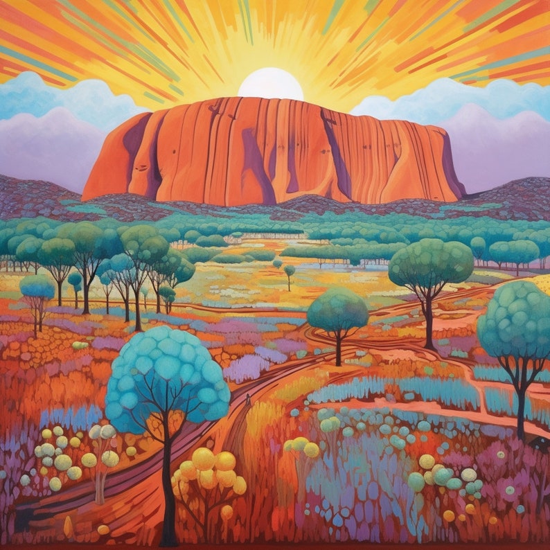 ULURU Aboriginal Art Print Australian Aboriginal Art Etsy