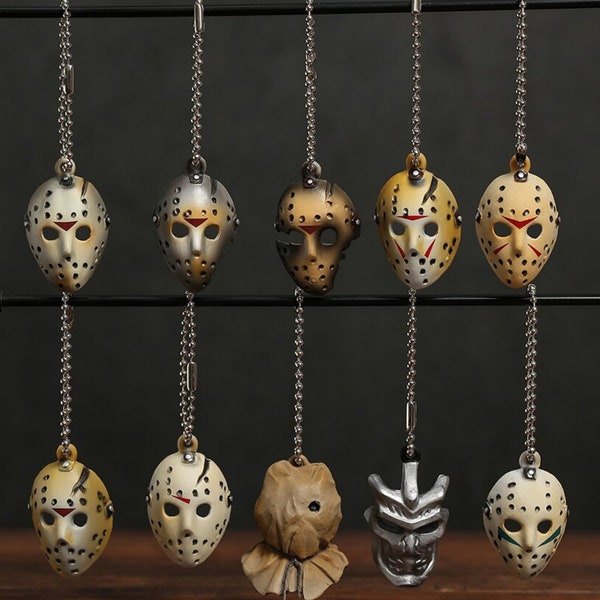 Jason Voorhees Mini Masks Models PVC Figures Toys Pendants Keychains 10pcs/set