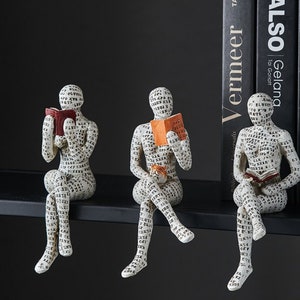 Reading Woman Figurine Pulp Bookshelf Decor Thinker Style Resin Statue Resin Abstract Sculptures Figurines Ornaments Home Decor image 1