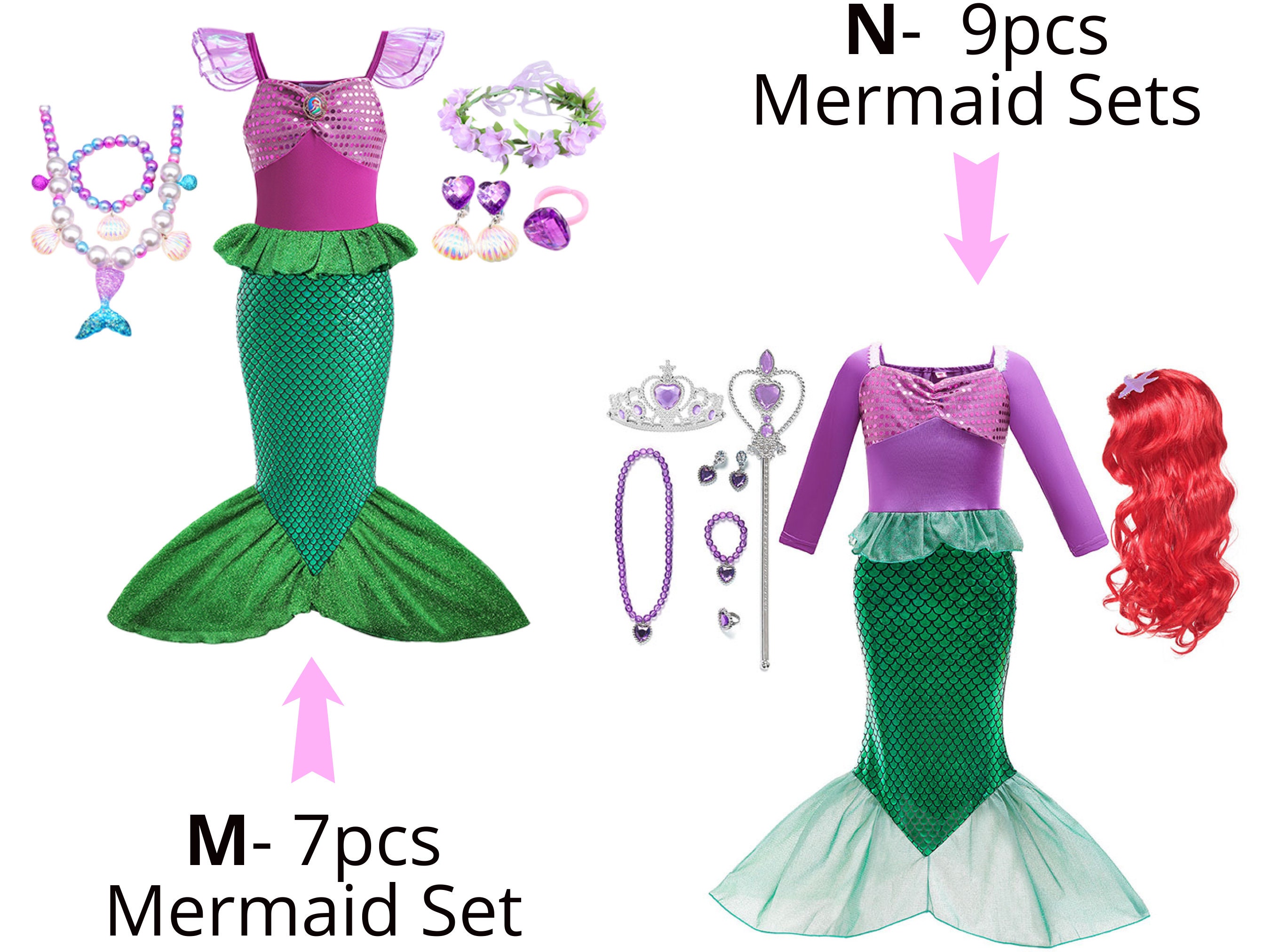Girls Little Mermaid Ariel Charm Princess Dresses Cosplay Kids Etsy