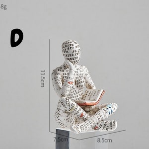 Reading Woman Figurine Pulp Bookshelf Decor Thinker Style Resin Statue Resin Abstract Sculptures Figurines Ornaments Home Decor D