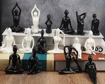 30 Styles Abstract Art Ceramic Yoga Poses Figurine Porcelain Lady Figure Statue Home Yoga Studio Decor Ornament
