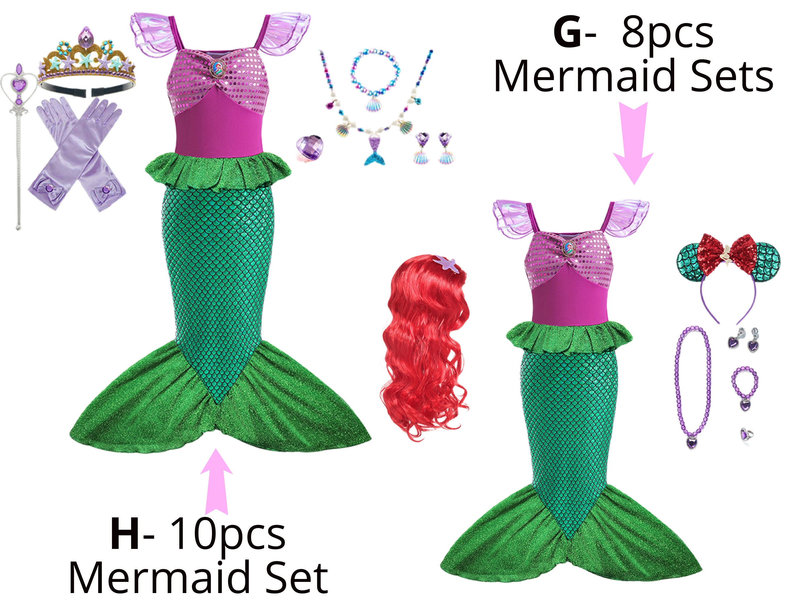 Girls Little Mermaid Ariel Charm Princess Dresses Cosplay Kids Etsy